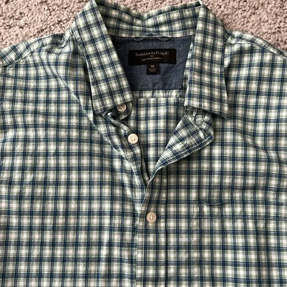 EUC Banana Republic Green and Blue Plaid Shirt - Medium - Picture 2 of 6